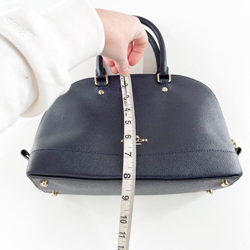 Coach Mini Sierra Leather Satchel Dome Purse Navy Blue - Picture 7 of 8